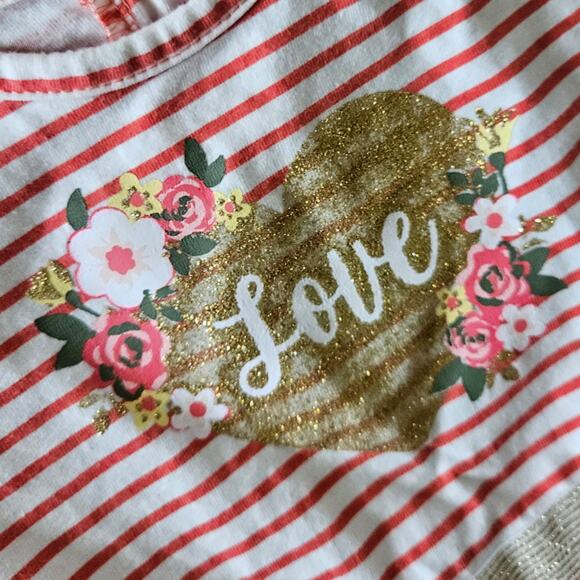 Little Lass Peach and White Stripe and Tulle Short Sleeve Dress sz 24M - Picture 5 of 5